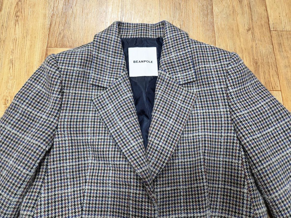 빈폴레이디스(BEANPOLE) 블루 팬시 하운드투스 싱글코트 55--5