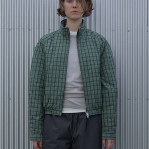 포저 레글런 슬리브 패디드 자켓 (그린 체크)