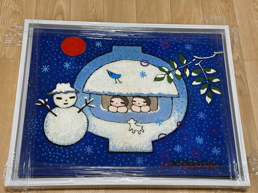 김길상 화백 눈사람 원화 10호동심 시리즈미술 교과서 수록 작가액자 포함--1