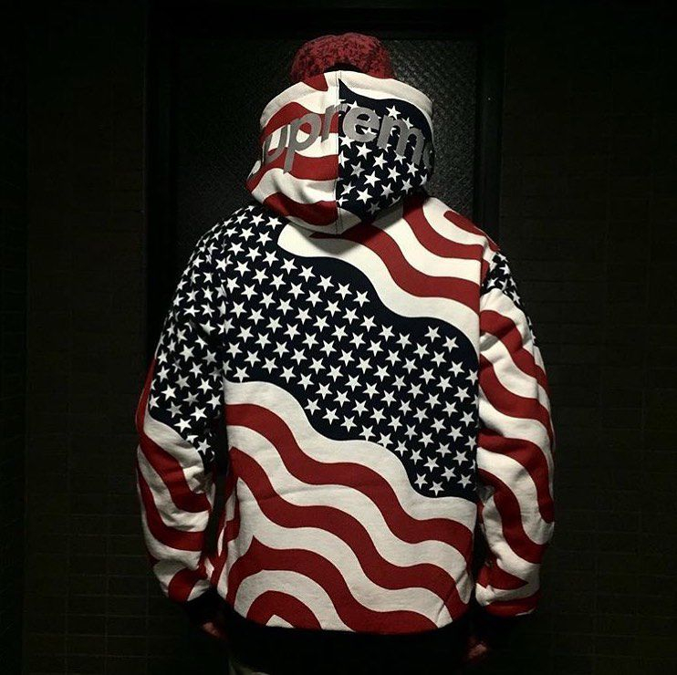 슈프림 14FW 3M 리플렉티브 성조기 써멀 후드집업 이미지