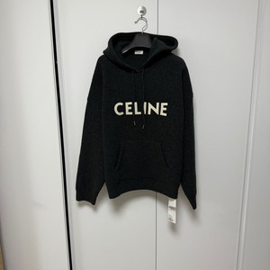 [백화점판,L사이즈]셀린느 리브드 울 니트 후드티 챠콜 그레이 이미지