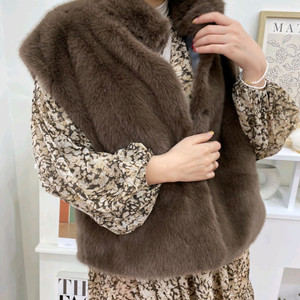 고퀄 브라운 밍크 페이크퍼 베스트