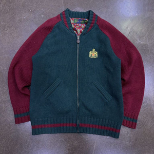 빈폴 헤비 울 자수 페이즐리 배색 니트 집업 스웨터 자켓 100