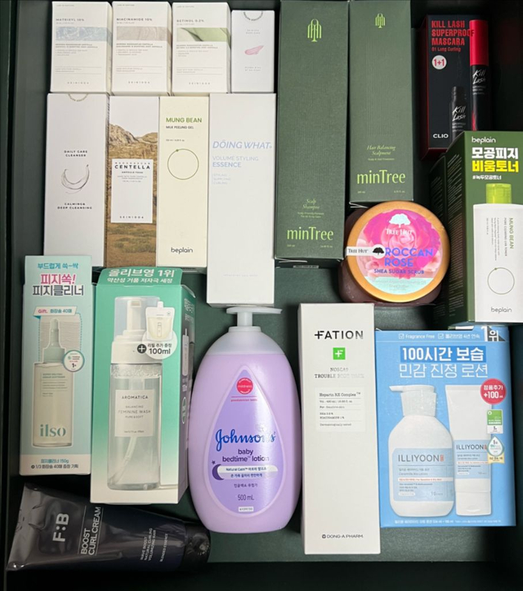 화장품 정리중 10,000원 올영 올리브영 일리윤 민트리 클리오 스킨1004 일소 두잉왓 포뷰트 트리헛 파티온 이미지