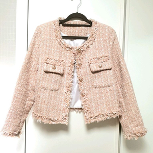하객룩 핑크 트위드 자켓(~66사이즈)