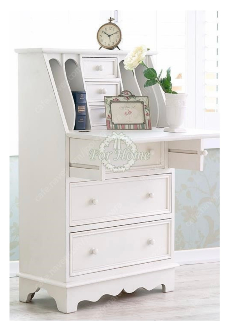 [부산] 예쁜 프렌치데스크(뷰로) 빈티지 크림색 아담한 서랍장--1