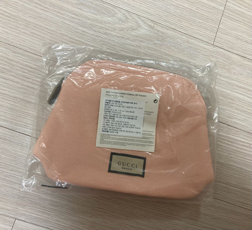 (미개봉) 구찌 뷰티 파우치 핑크 지퍼/코튼--0
