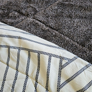 리버시블 베이지 극세사 침구세트 토퍼 Q 퀸사이즈