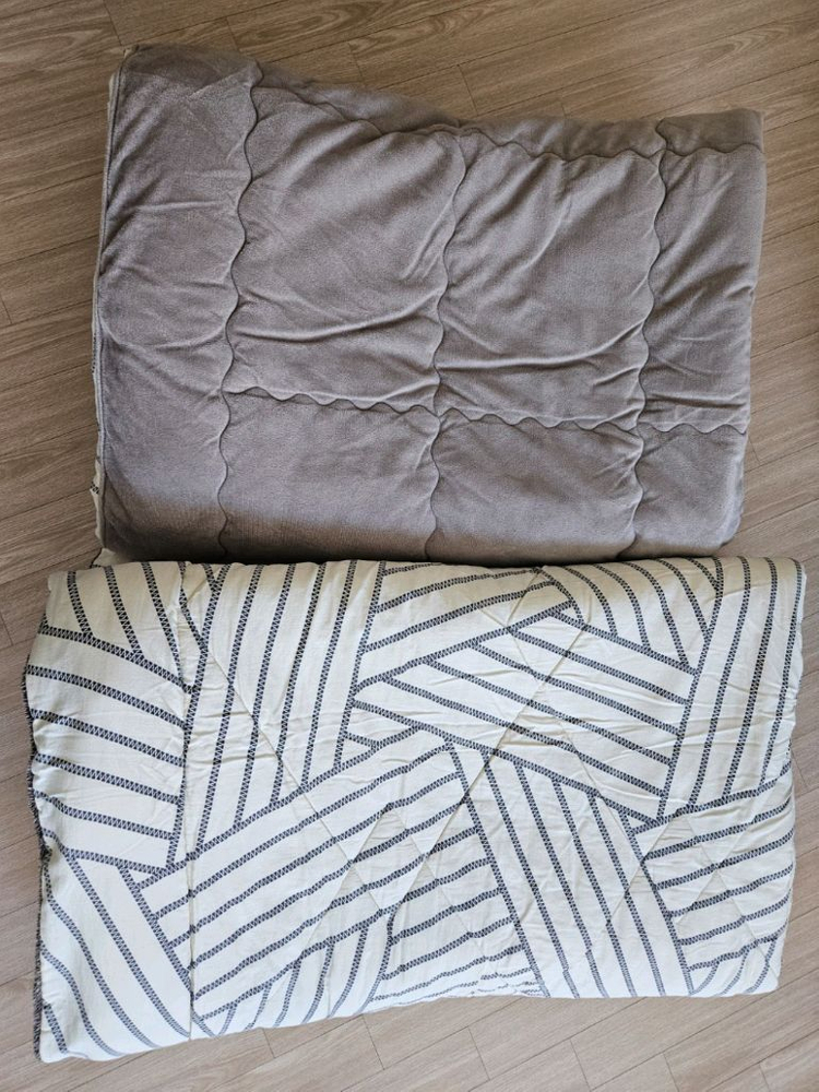 리버시블 베이지 극세사 침구세트 토퍼 Q 퀸사이즈--5