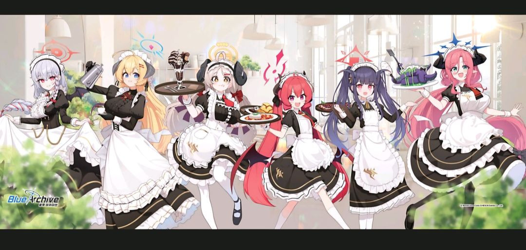 미개봉) 블루아카이브 애니플러스 게헨나 메이드 콜라보 카페 담요--1