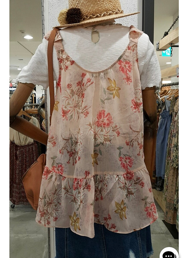 새상품 S, M 루즈핏 플라워 쉬폰 뷔스티에 써스데이아일랜드 이미지