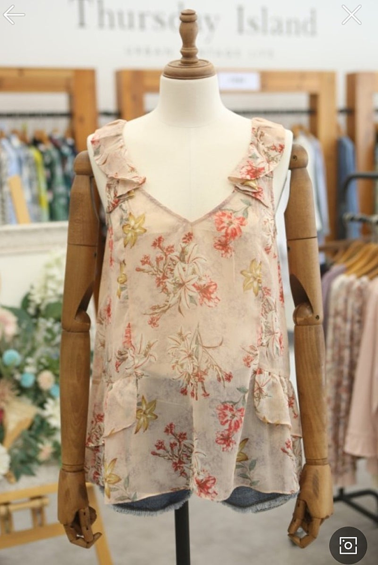 새상품 S, M 루즈핏 플라워 쉬폰 뷔스티에 써스데이아일랜드 이미지