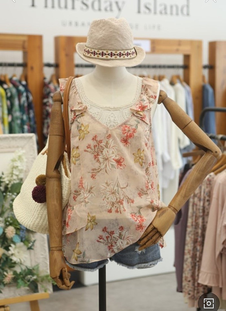 새상품 S, M 루즈핏 플라워 쉬폰 뷔스티에 써스데이아일랜드 이미지