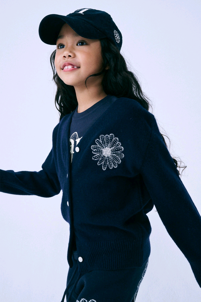 마르디 메크르디 키즈 L 120 가디건 캐시미어 네이비--1