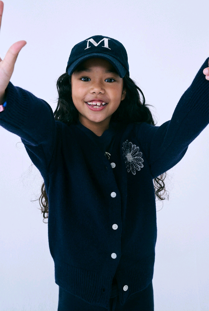 마르디 메크르디 키즈 L 120 가디건 캐시미어 네이비--2