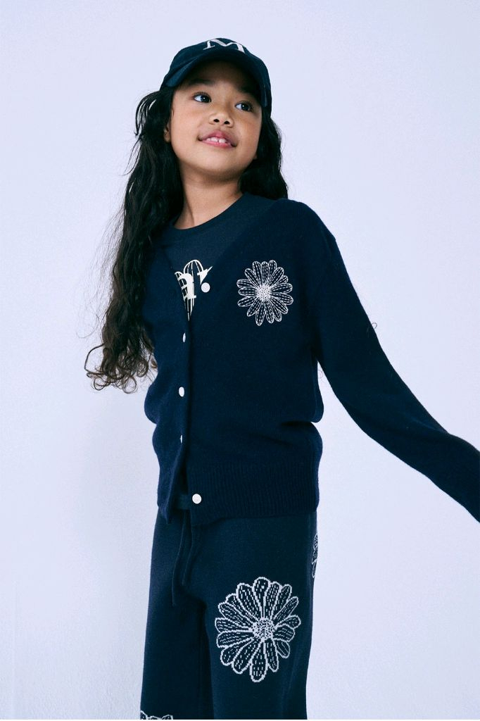 마르디 메크르디 키즈 L 120 가디건 캐시미어 네이비--3