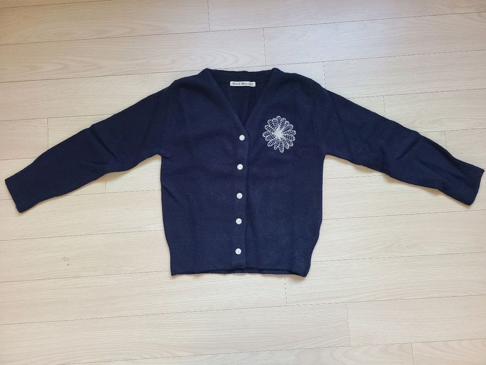 마르디 메크르디 키즈 L 120 가디건 캐시미어 네이비--5