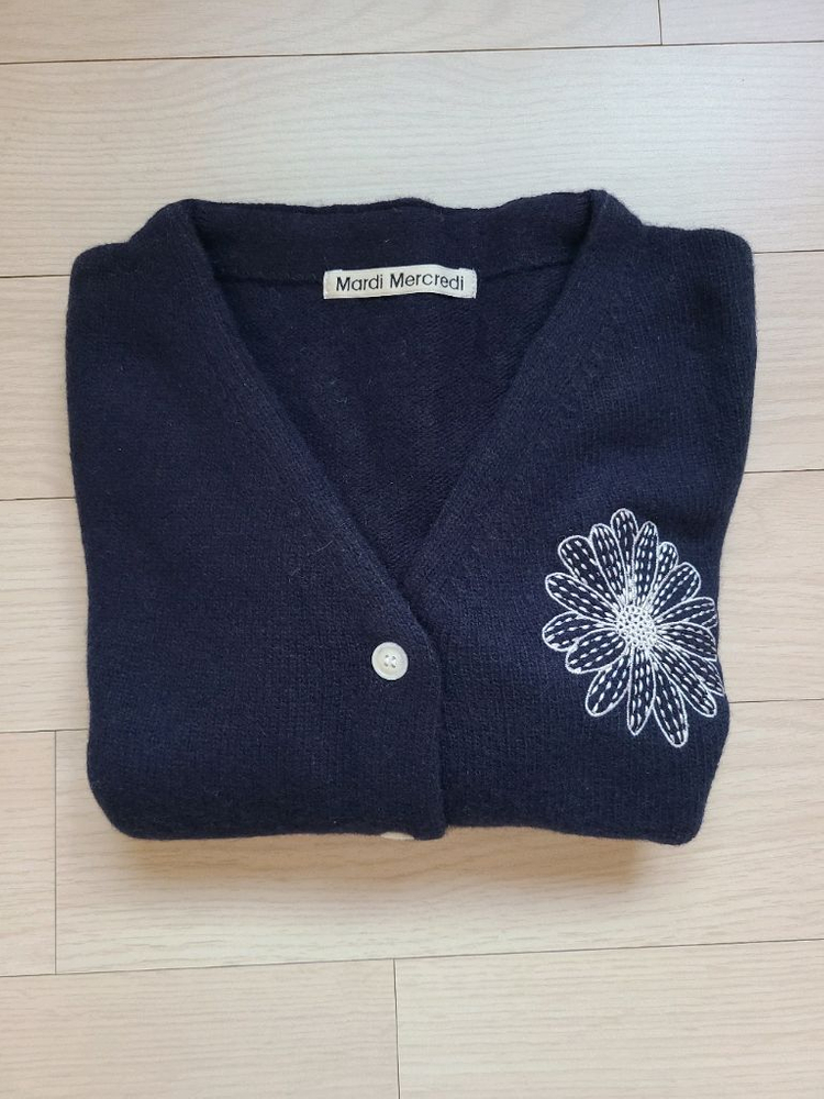 마르디 메크르디 키즈 L 120 가디건 캐시미어 네이비--8