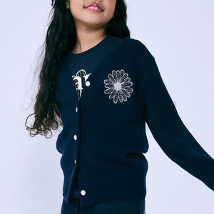 마르디 메크르디 키즈 L 120 가디건 캐시미어 네이비