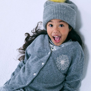 마르디 메크르디 키즈 L 120 가디건 캐시미어 그레이