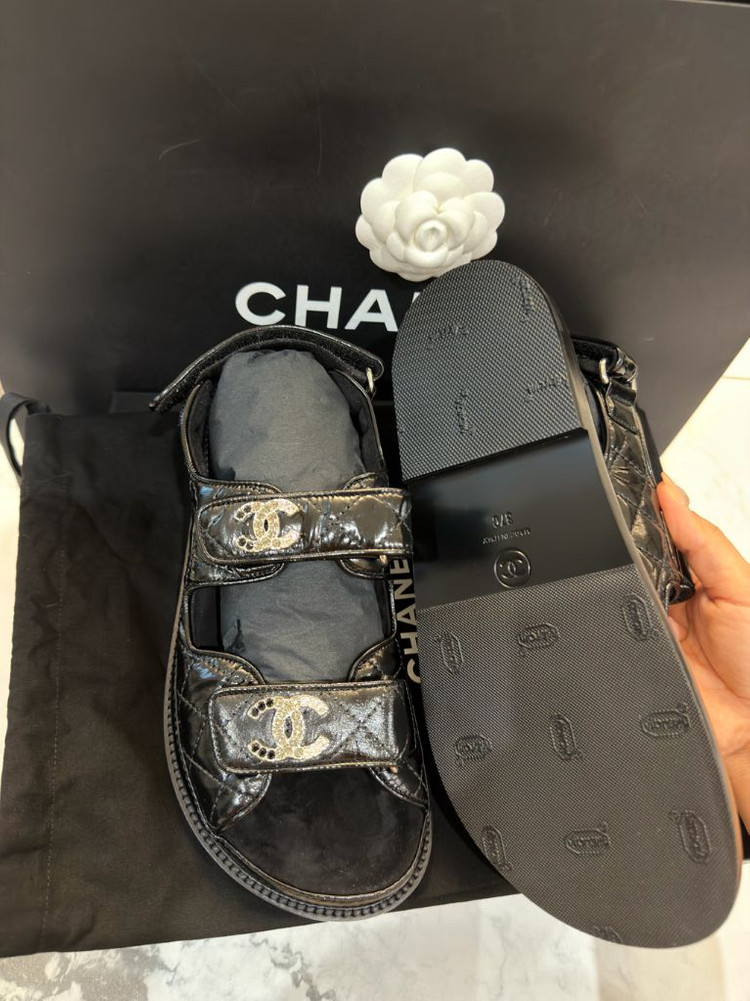 크리스탈 CC로고 벨크로 샌들 37사이즈--2