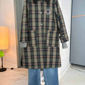 비지트인 뉴욕 누빔 울 체크코트