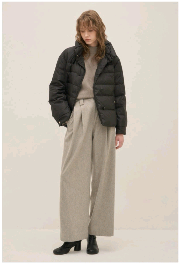 시스템 하이넥 구스 다운 점퍼(한섬 타임 마인 더캐시미어 랑방 패딩 코트)--5