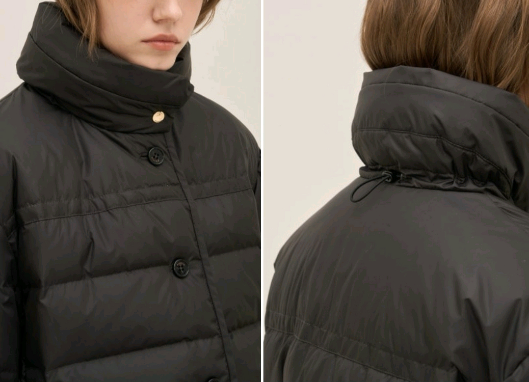 시스템 하이넥 구스 다운 점퍼(한섬 타임 마인 더캐시미어 랑방 패딩 코트)--7