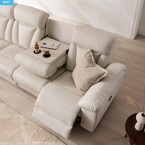 삼익가구 프라임 전동 USB 홈바 안락 거실 컵홀더 쇼파 4인용 가죽 소파 리클라이너, 스페이스 리프트 테이블