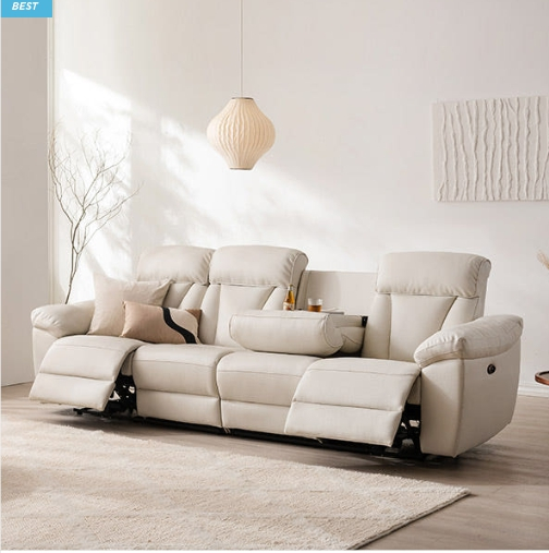 삼익가구 프라임 전동 USB 홈바 안락 거실 컵홀더 쇼파 4인용 가죽 소파 리클라이너, 스페이스 리프트 테이블--1