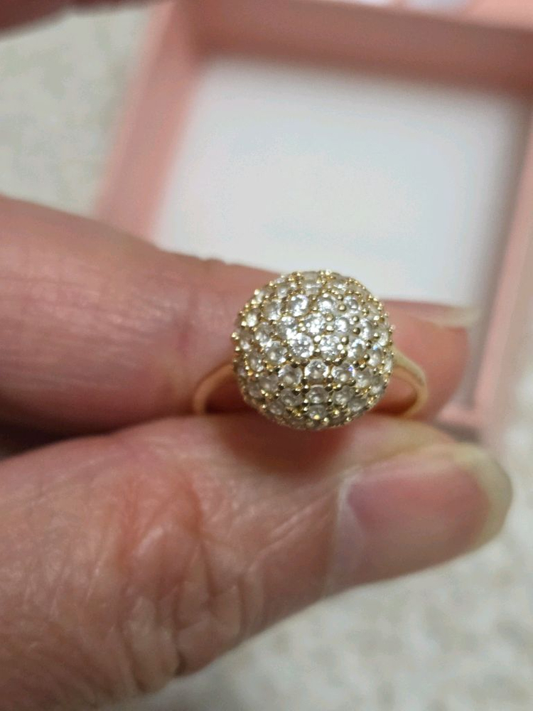 14k 옐로우골드 큐빅 볼 반지--1