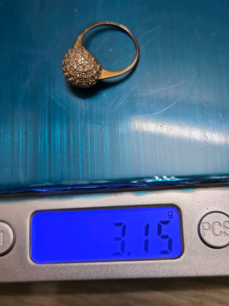 14k 옐로우골드 큐빅 볼 반지--3