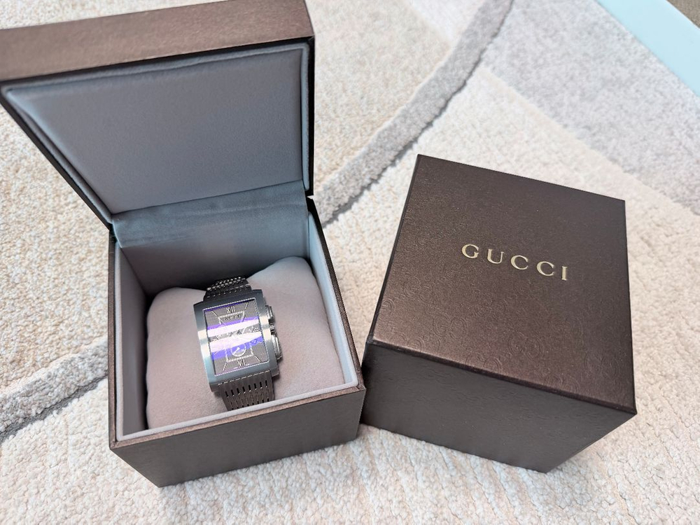 구찌 남성시계 8600M 크로노 사각 스틸 시계--6