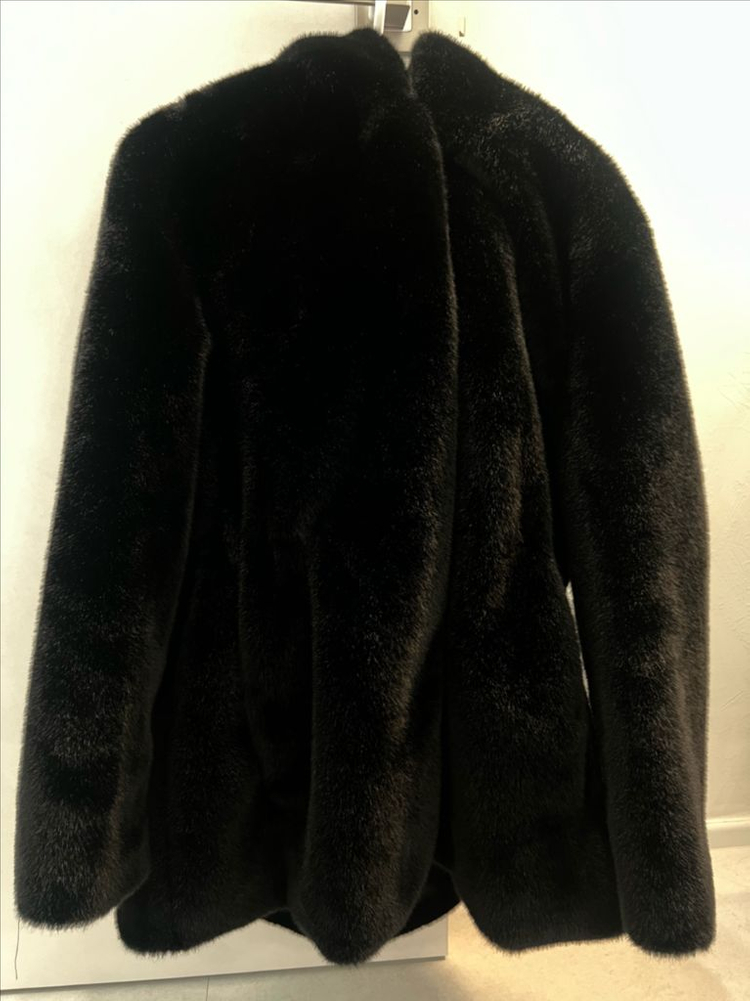 유네미 퍼 후드 하프코트 블랙--0