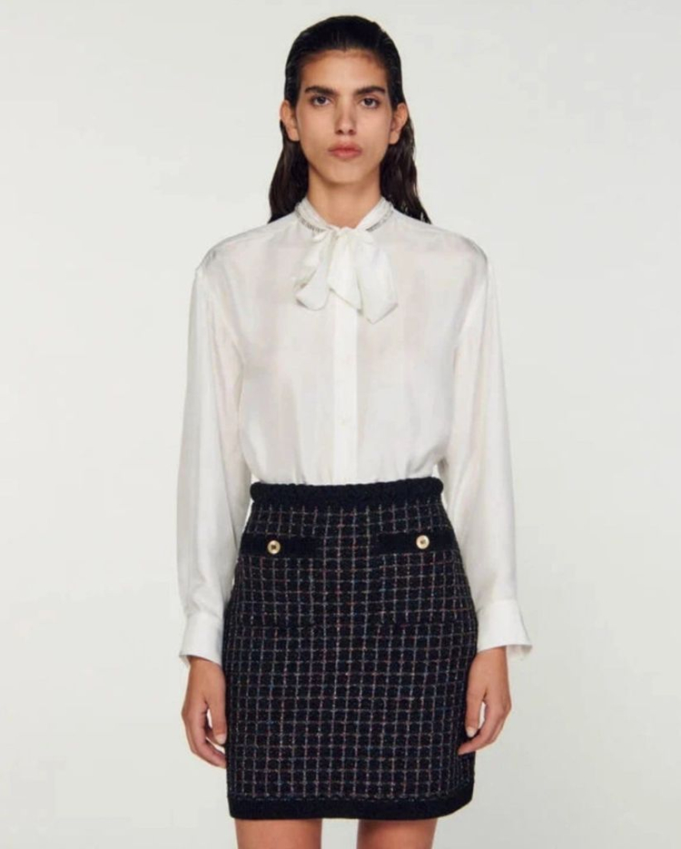 산드로 트위드 스커트 40사이즈(택o)--1