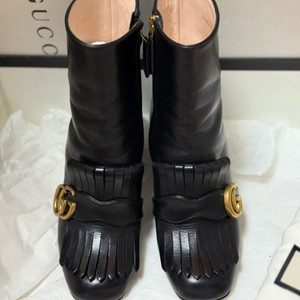 구찌 GG 금장 앵클부츠 35 (굽6.5cm 박스풀)