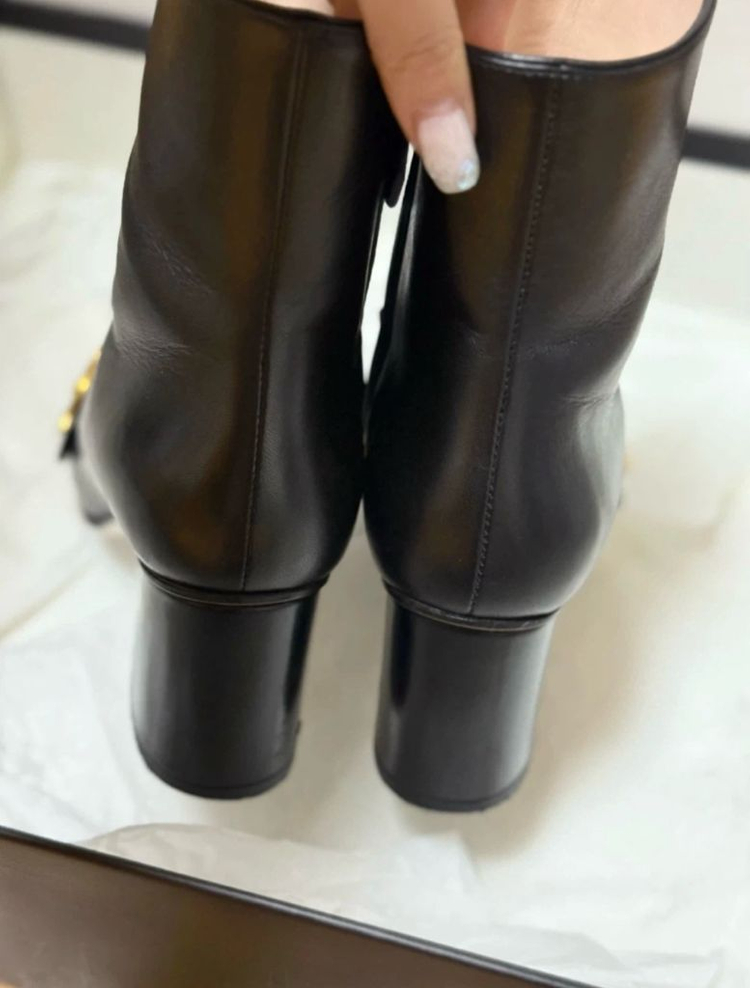 구찌 GG 금장 앵클부츠 35 (굽6.5cm 박스풀)--4