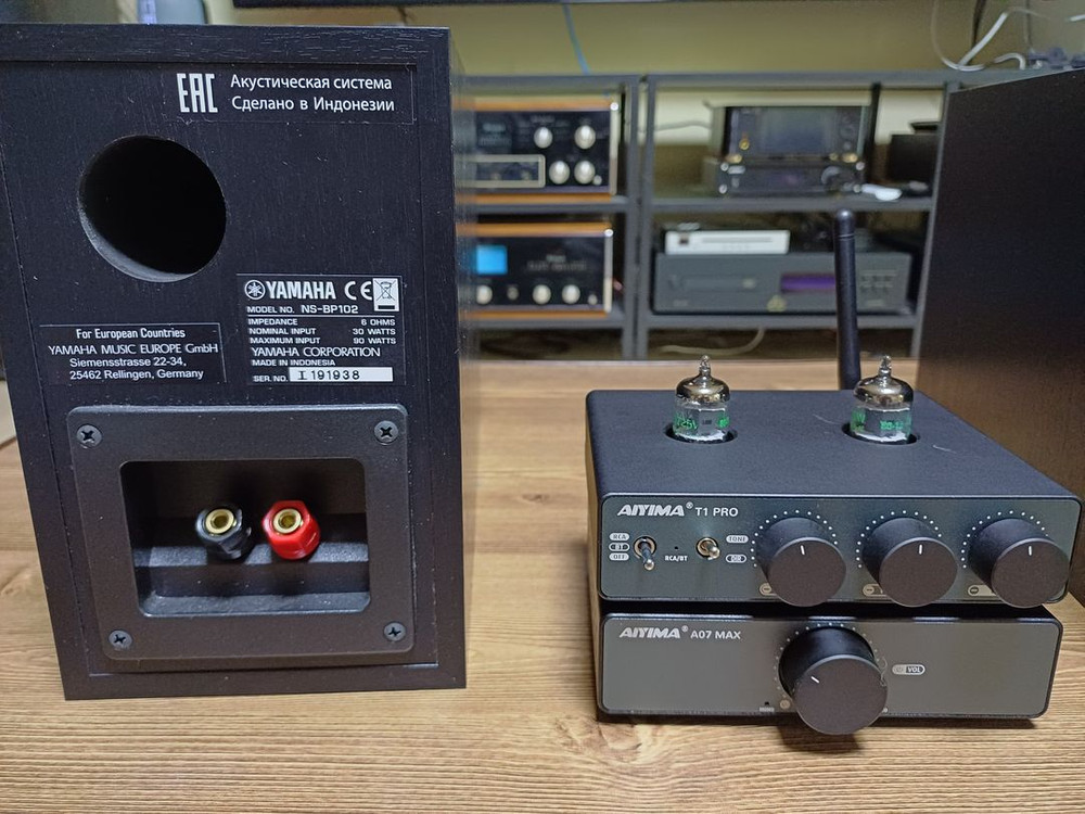 야마하 NS-BP102 스피커와 Aiyima T1 Pro 진공관 프리앰프, A07 Max 파워앰프 세트입니다 이미지