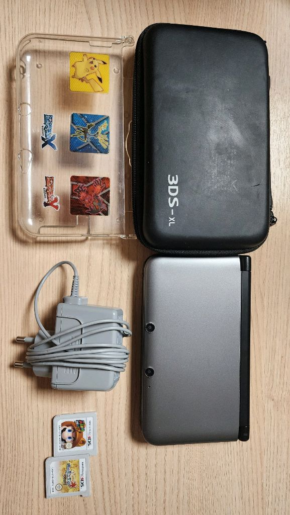 닌텐도 3DS XL 실버블랙 풀박스 + 게임칩 6개--2
