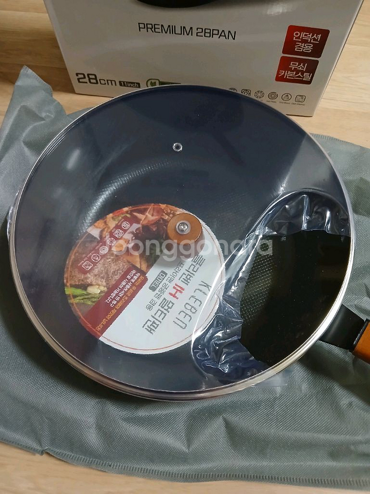 무쇠 프라이팬/궁중팬 28센치 뚜껑 포함 새상품--1