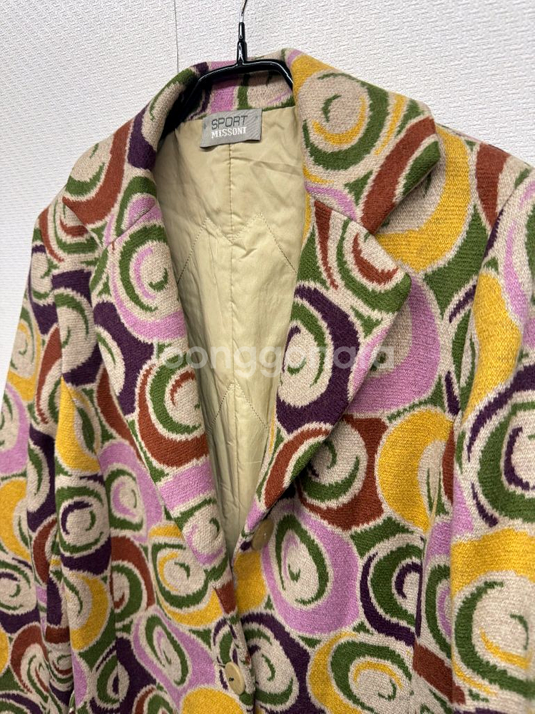 미쏘니 라나 패턴 울 롱코트 (55~66)--1