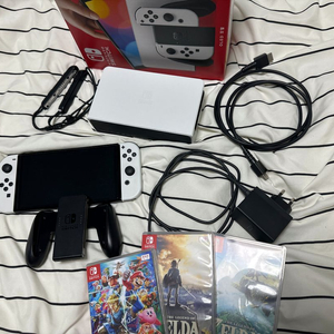 닌텐도 스위치 OLED 화이트 본체 + 게임 3종 세트