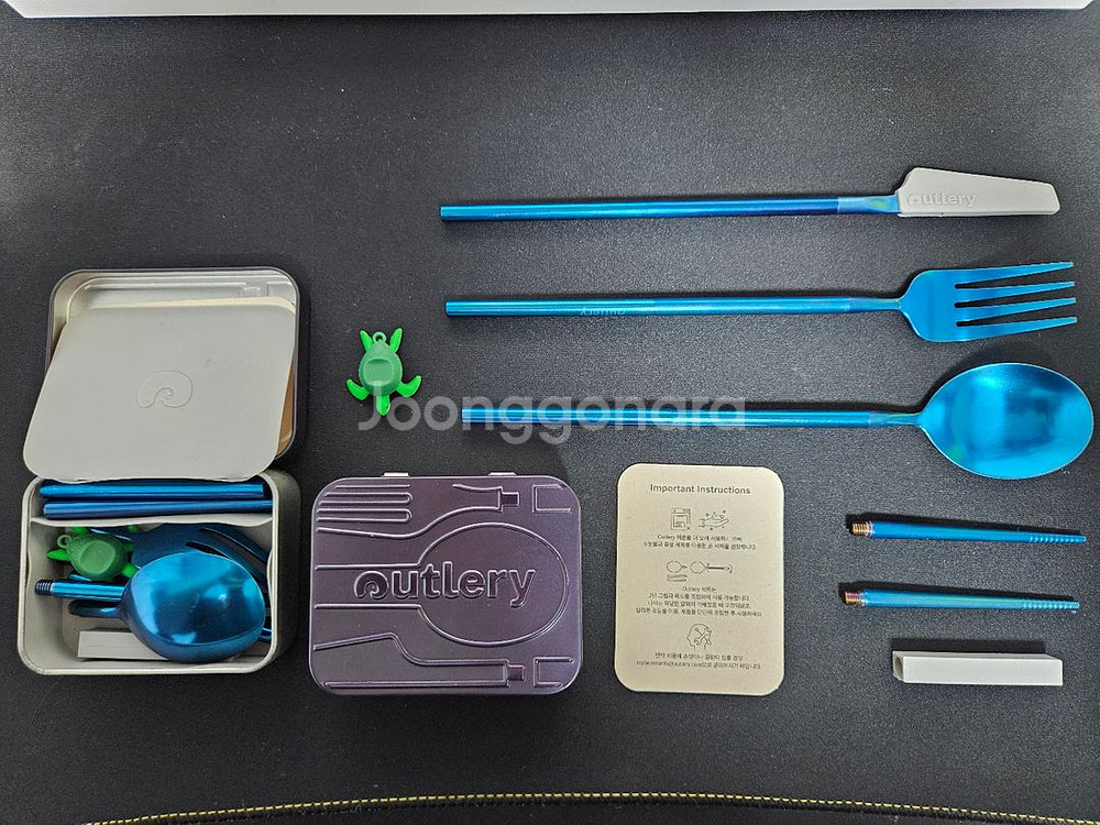 아웃러리 캠핑용 3단 조립식 식기 2세트 블루--1