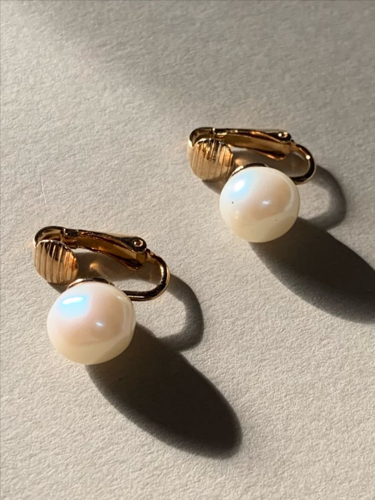 빈티지 avon 못난이 진주 귀걸이 귀찌--0