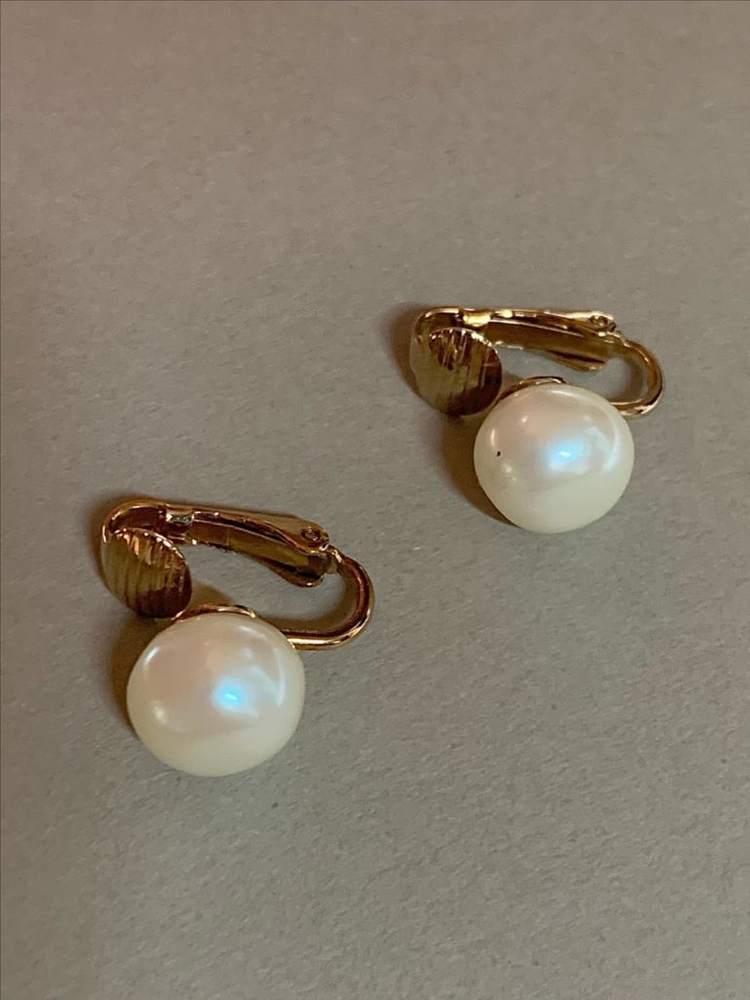 빈티지 avon 못난이 진주 귀걸이 귀찌--1