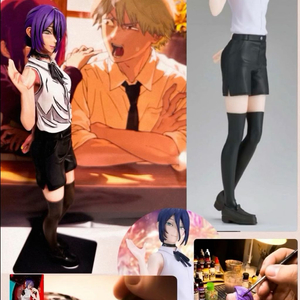 체인소맨 레제 피규어 리페인트 2D도색 애니도색 도색작 레제편 한정판 작품 레진 룩업 덴지 포치타 마키마 밤 이미지