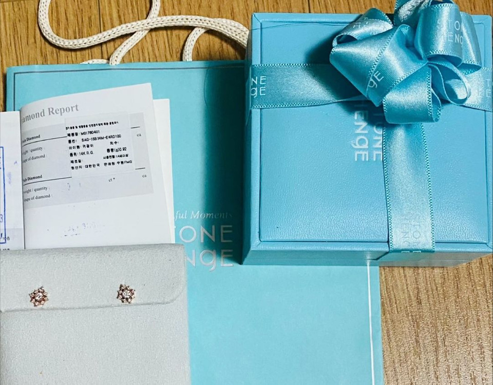 스톤헨지 14K 천연 다이아 귀걸이--2