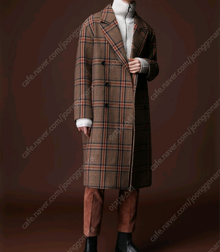 마마가리 앤틱 체크 더블 브레스트 코트 이미지