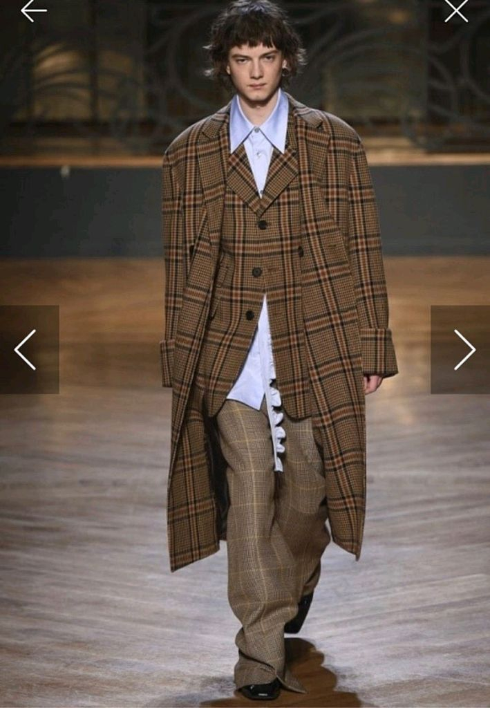 마마가리 앤틱 체크 더블 브레스트 코트 이미지