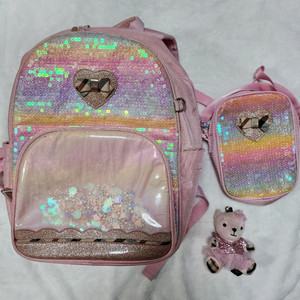 닥스키즈 여아용 시그니쳐 스팽글 책가방 + 보조가방 세트